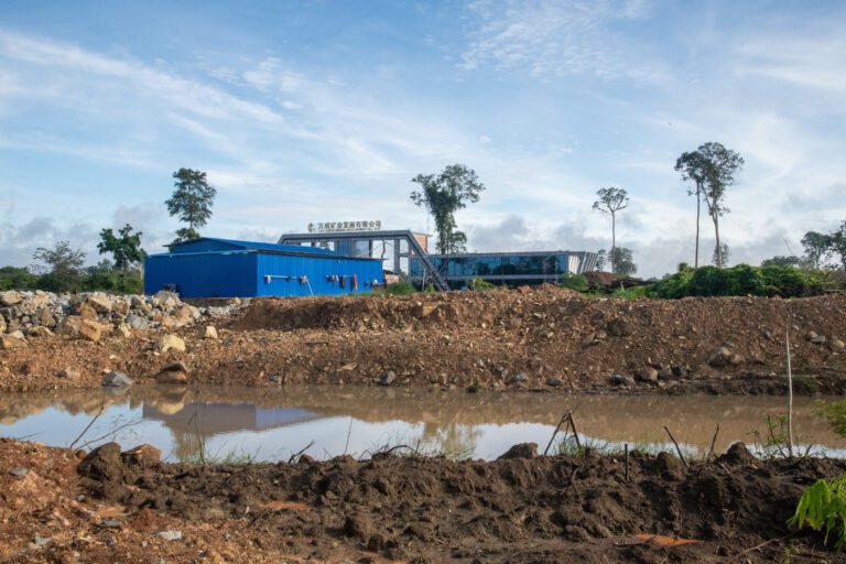 Late Cheng gate currently under construction near a torn up acidic smelling stream of water, on 14 September, 2023. (CamboJA/Andrew Califf)