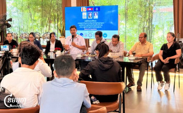 Six union federations reveal their 2027 minimum wage proposal in a press conference Phnom Penh, September, 13, 2026. (CamboJA/Sovann Sreypich)