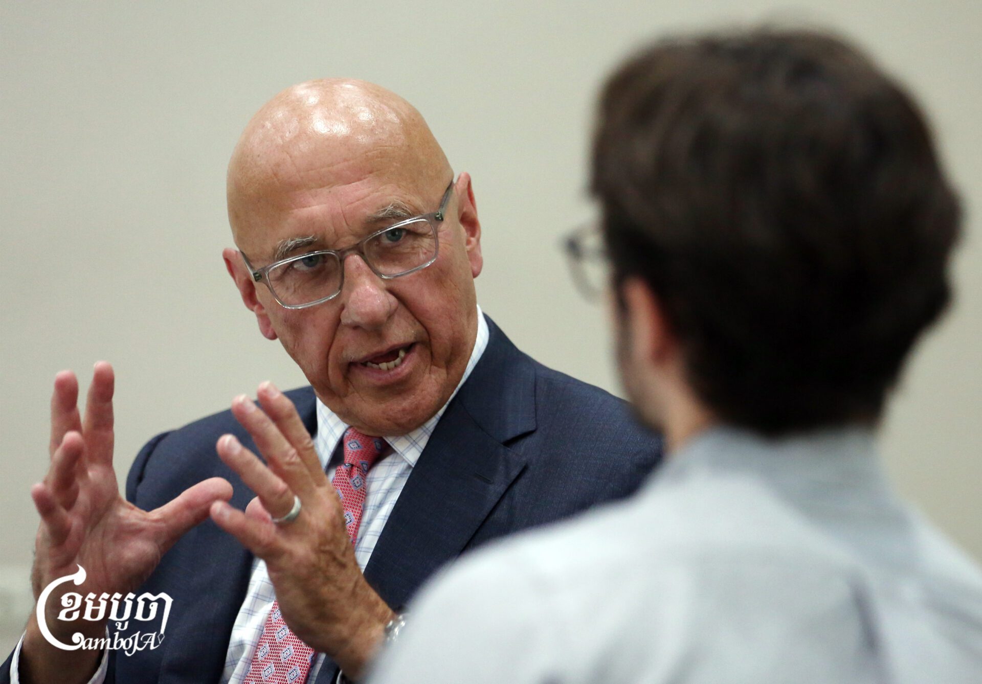 Andrews speaks during an interview with CamboJA News in Phnom Penh. July 31, 2026. (CamboJA/Pring Samrang)